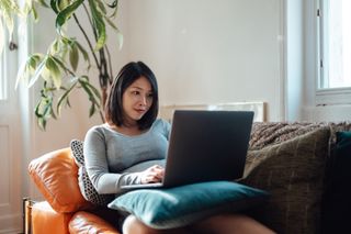 Woman working from home in Scotland