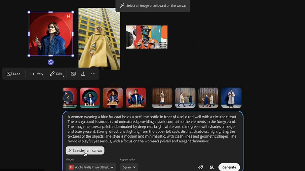 A moodboard with AI-generated images in Adobe Firefly Boards