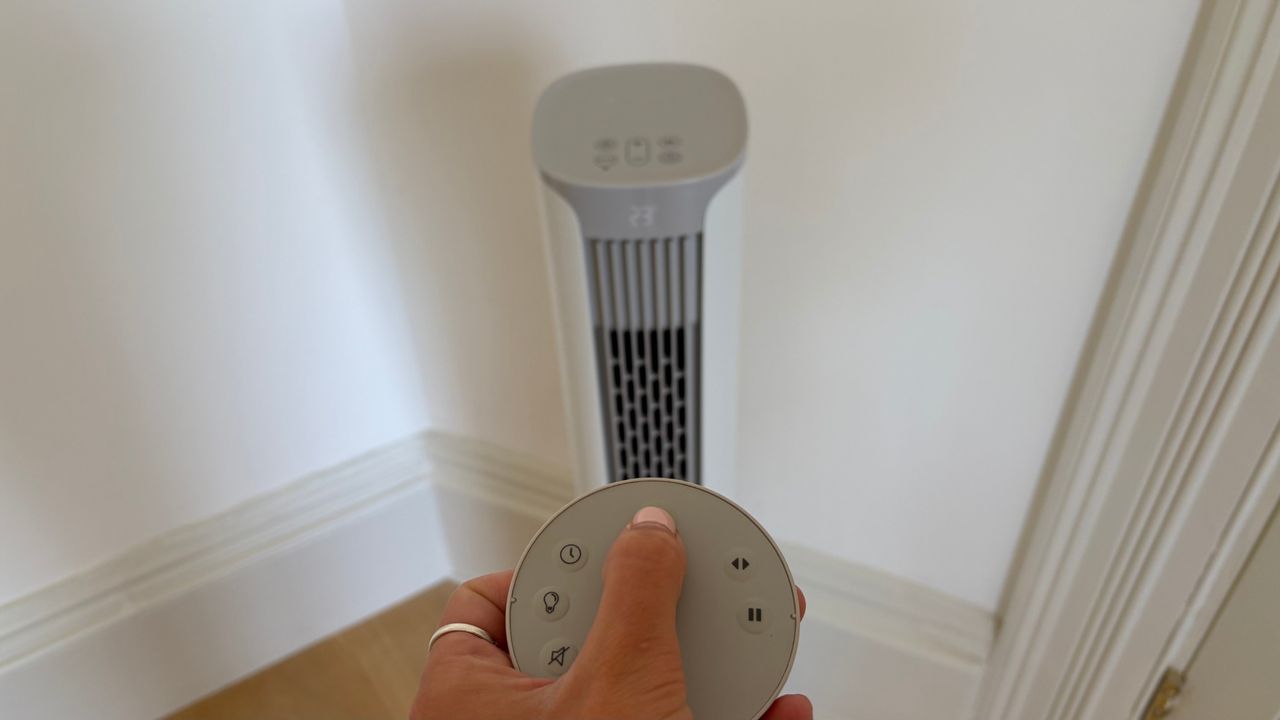 Meaco Sefte Fan being controlled using the remote