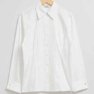 white pin tuck front shirt
