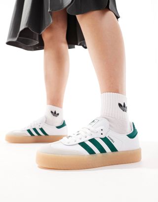 Adidas Originals Sambae Trainers in White and Green
