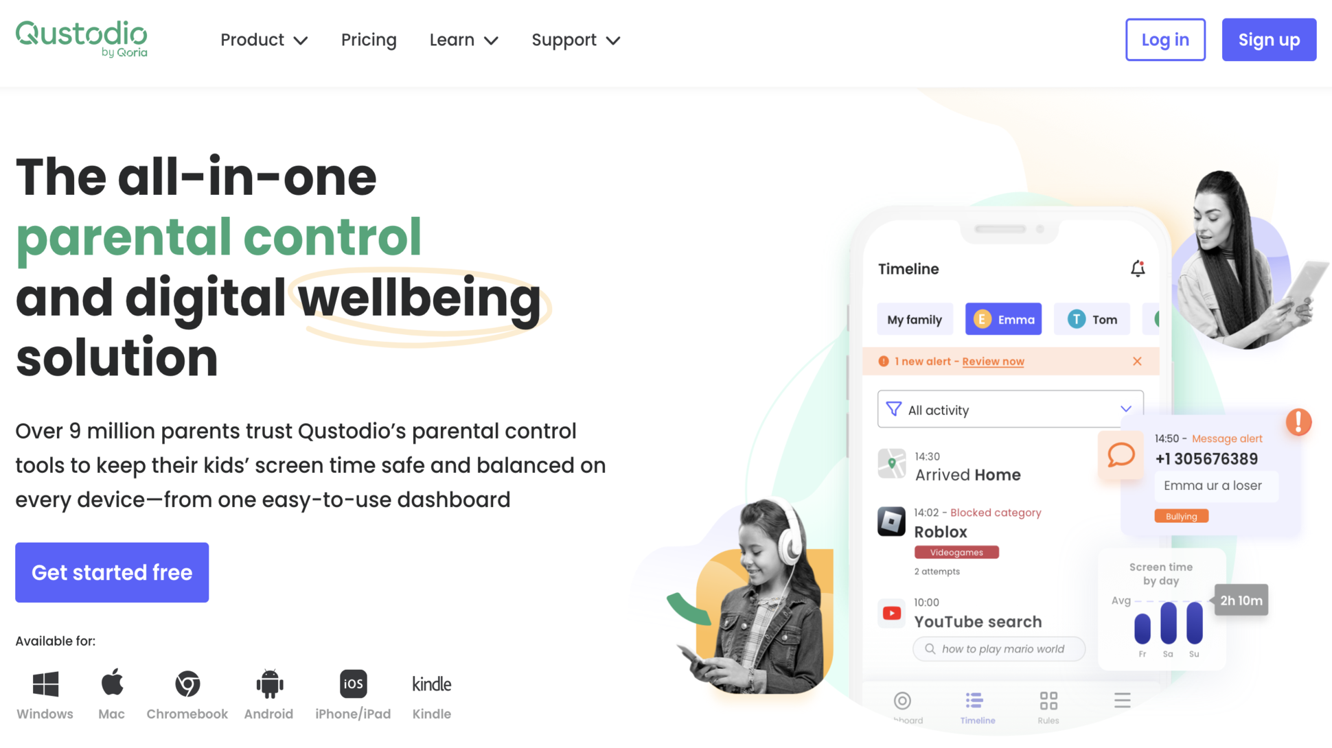 Website screenshot of Qustodio (May, 2026)