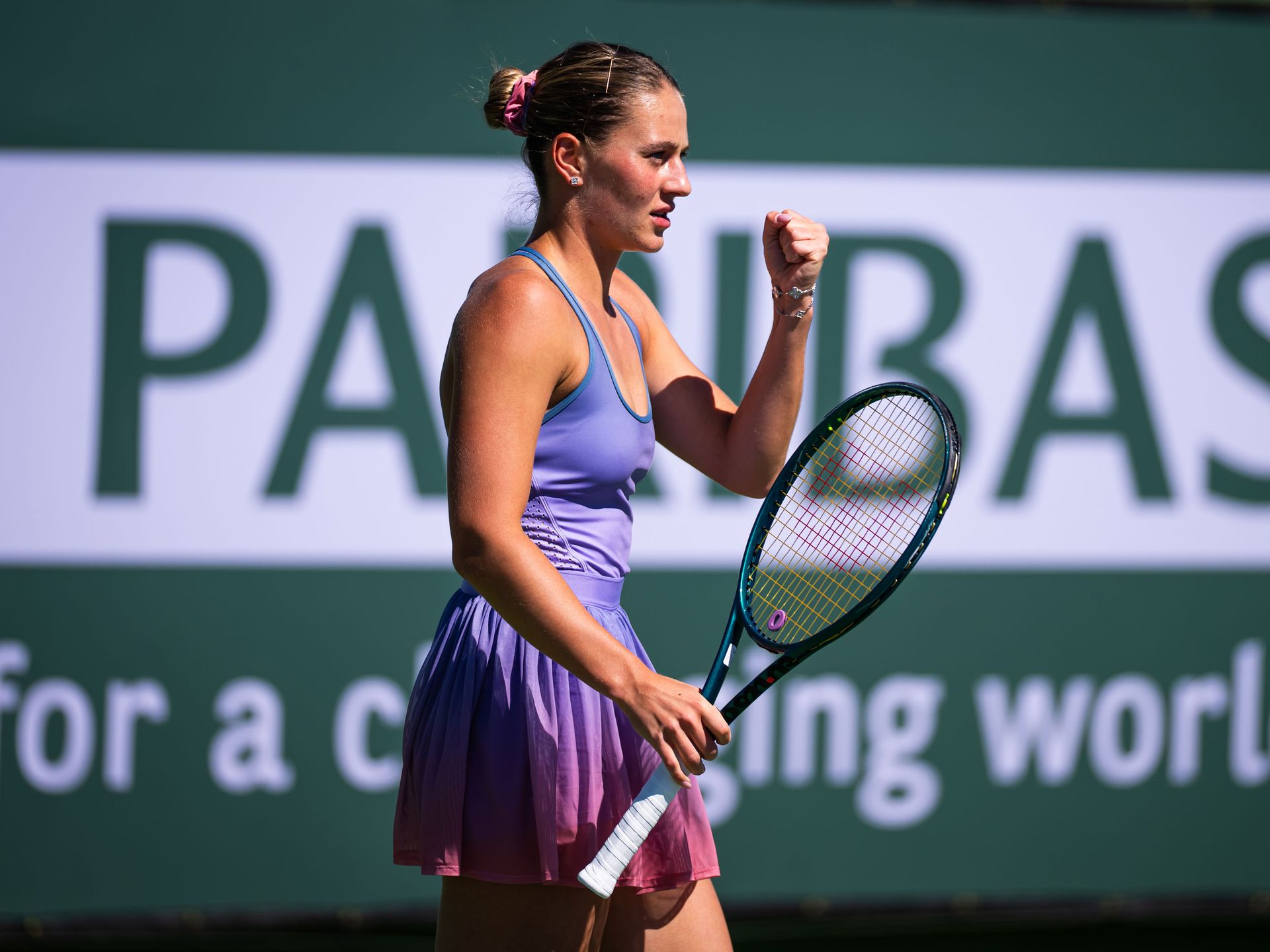 Marta Kostyuk wears a Wilson tennis dress