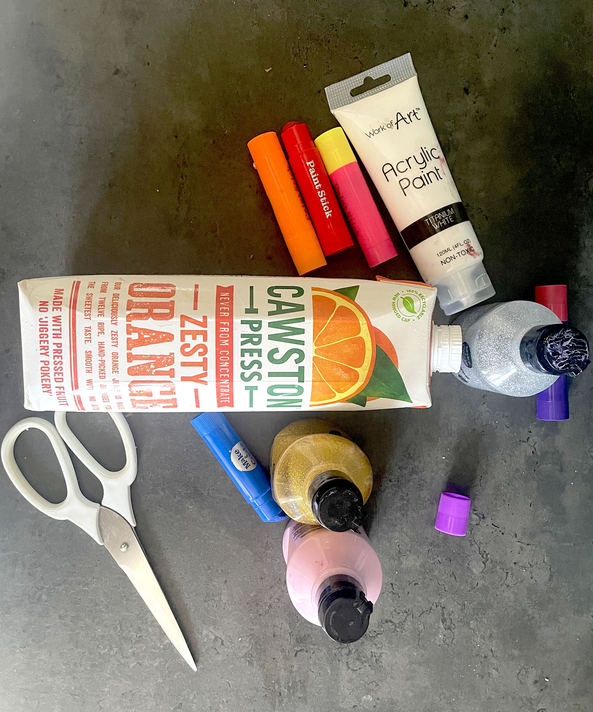 Juice carton and crafting materials