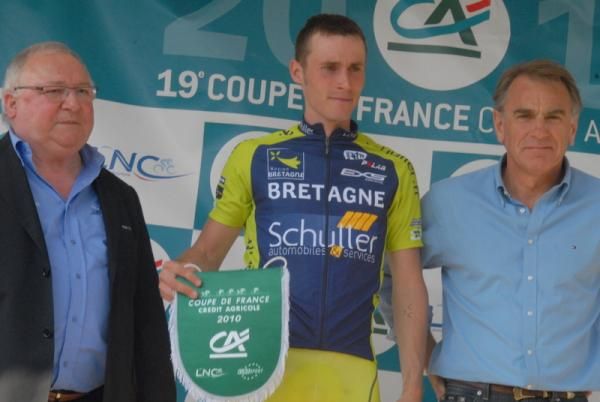 Florian Vachon on the winner's podium.