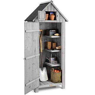 Christow Slimline Garden Shed, Outdoor Tool Storage, Compact Utility Sentry With Lockable Door and Roof Hatch