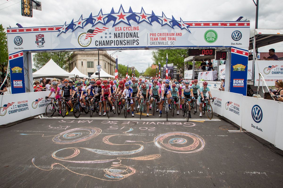 The women take to the line in downtown Greenville for the pro crit