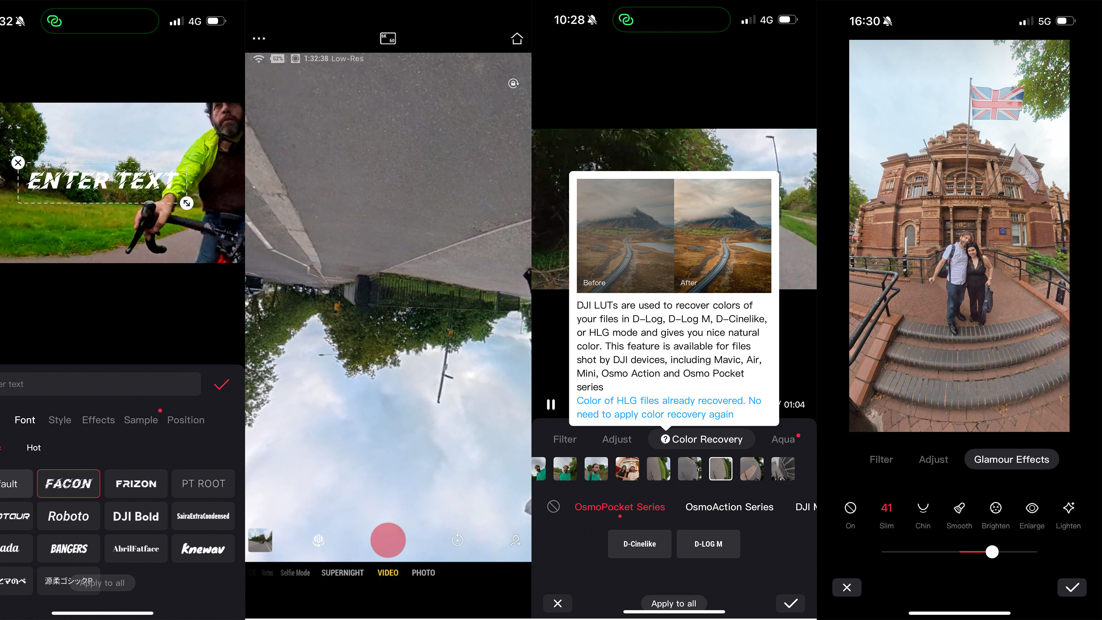 Screenshots of DJI Mimo