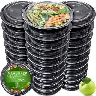 Stacked black round Bpa-Free Plastic Food Storage Containers With Lids 