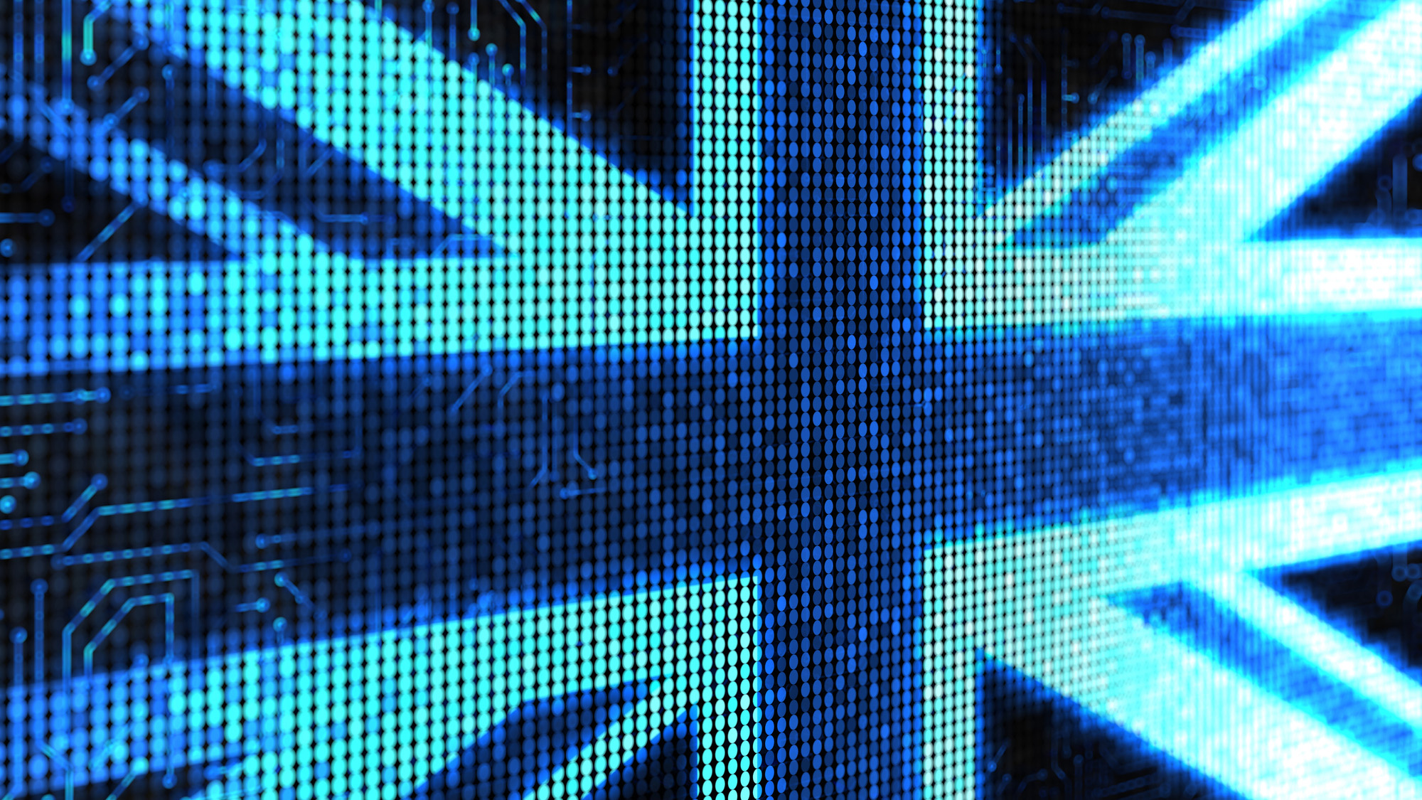 A digital UK flag all in blue