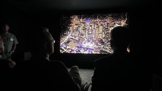 Sony Crystal LED screen showing image of city at night