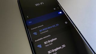 Wi-Fi settings on a Galaxy S20+