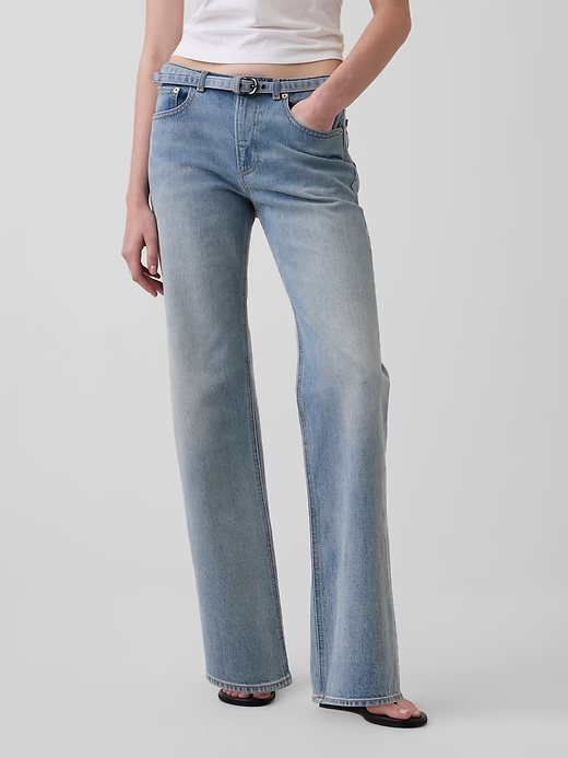 Gap, Mid Rise Micro Belt Relaxed Straight Jeans