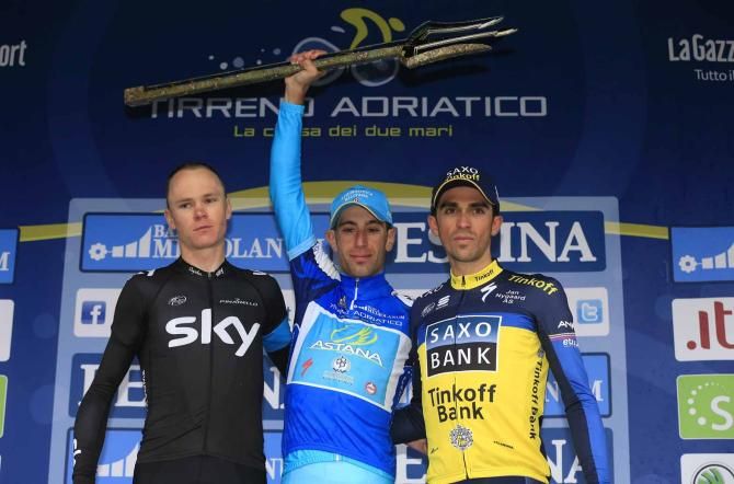Vincenzo Nibali (Astana) wields the trident.