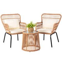 Tappio 3-Piece Patio Conversation Bistro Set Rattan Furniture