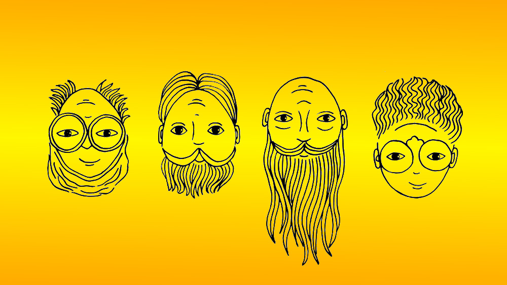 Doodles of upside-down faces illustrating an art exercise for breaking drawing habits