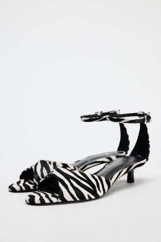 Animal Print Leather Kitten Heel Sandals