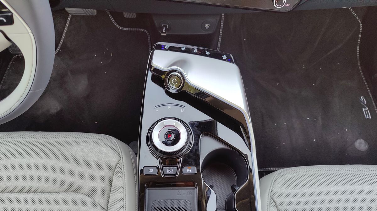 Top-down view of center console in EV6