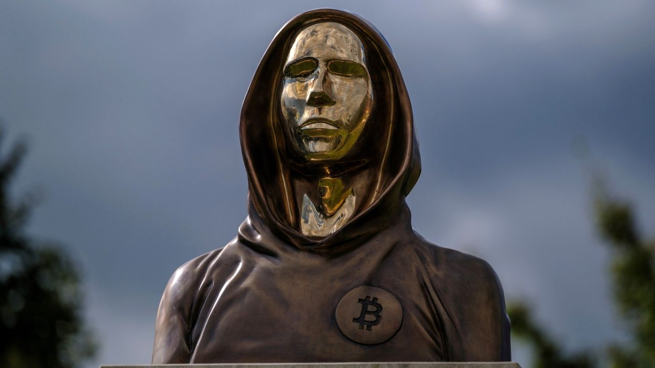 A statue of Satoshi Nakamoto in Budapest, Hungary