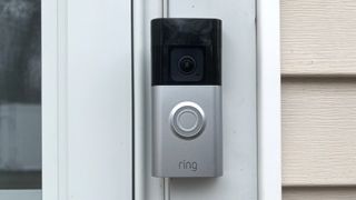 Ring Battery Doorbell Pro installed on door jamb