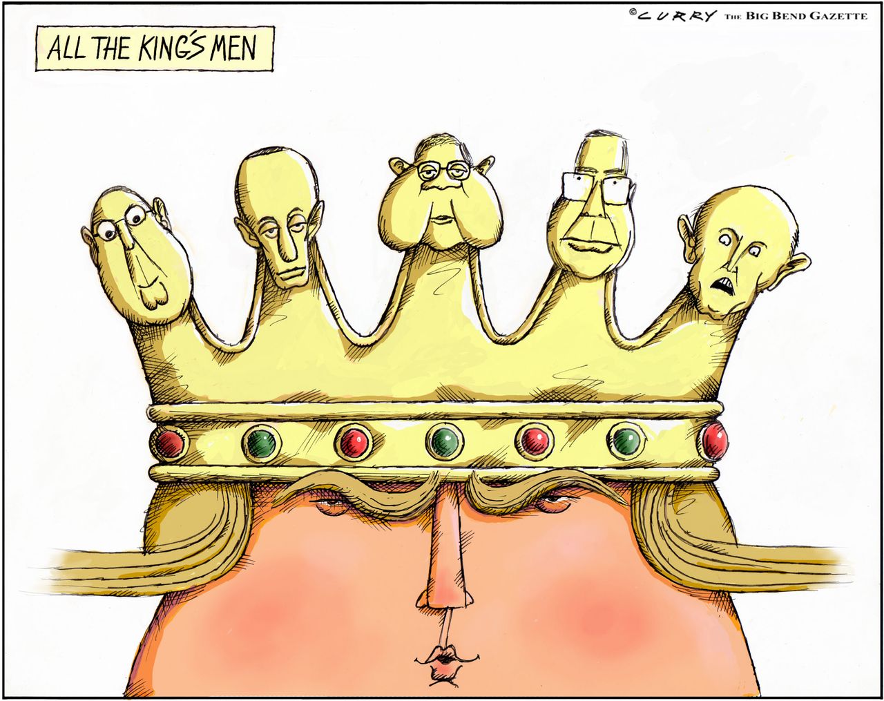 Political Cartoon U.S. Trump All the Kings men Mueller report William Barr