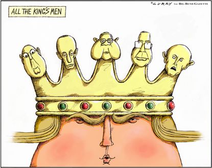 Political Cartoon U.S. Trump All the Kings men Mueller report William Barr