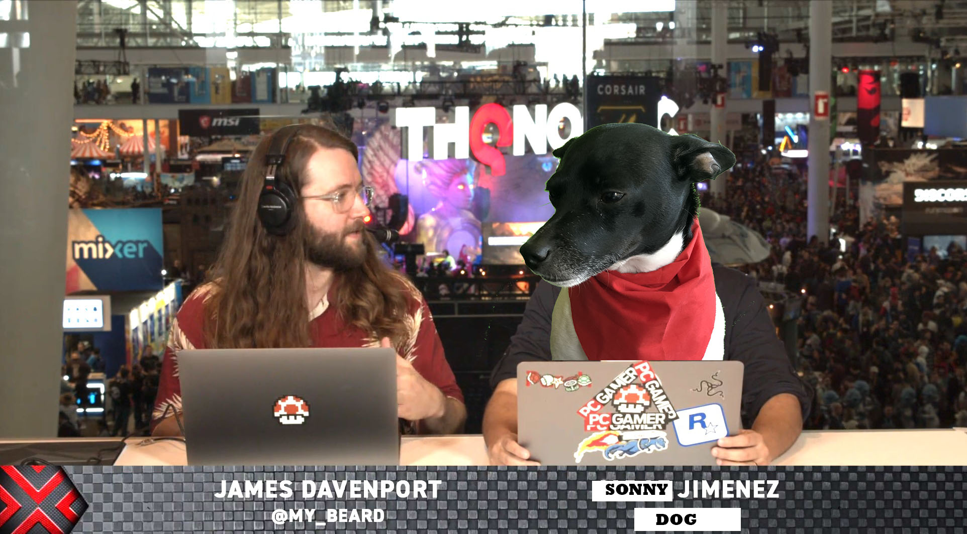 Sonny co-hosting the Pax East Livestream with James