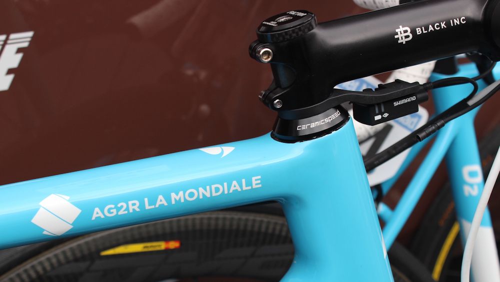 CeramicSpeed provide both the headset and bottom bracket bearings, whilst a neat spacer solution stores the Di2 junction box