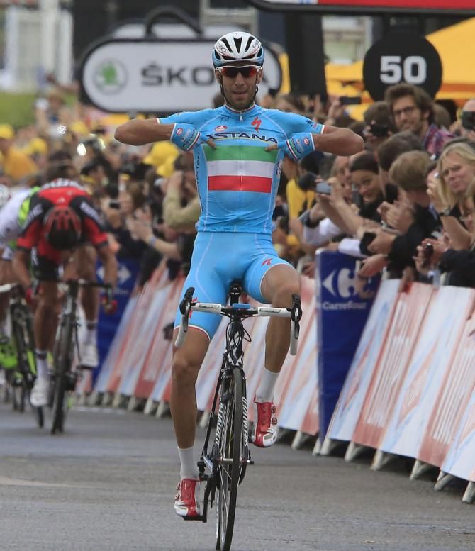 Vincenzo Nibali (Astana) takes stage two of the Tour de France