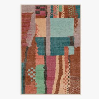 A rectangular rug with abstract pattern