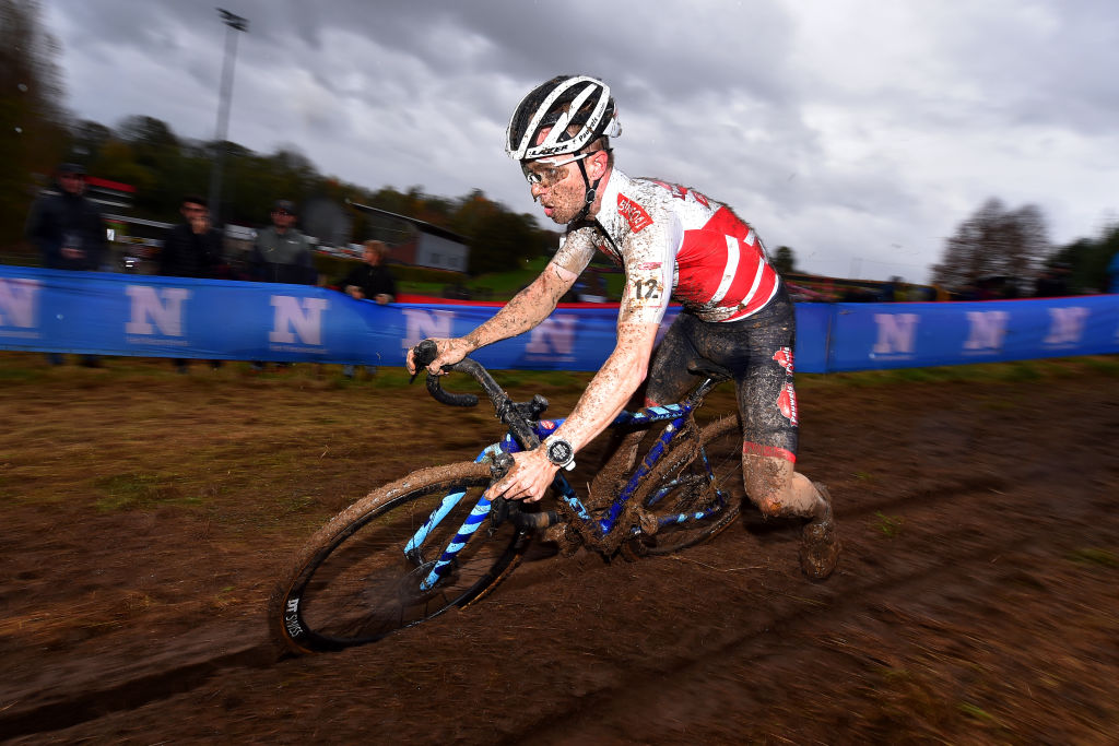 OVERIJSE BELGIUM OCTOBER 31 Eli Iserbyt of Belgium and Team Pauwels Sauzen Bingoal competes during the 62nd Druivencross Overijse UCI CycloCross Worldcup 2021 Mens Elite DruivencrossOverijse CXWorldCup UCIcyclocrossWC on October 31 2021 in Overijse Belgium Photo by Luc ClaessenGetty Images