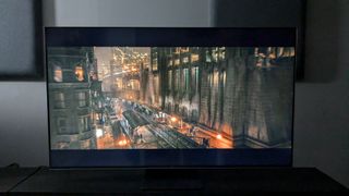 TCL C805 with The Batman on screen in dim conditions