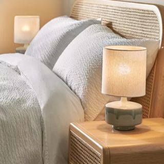 ceramic base table lamp with cream shade