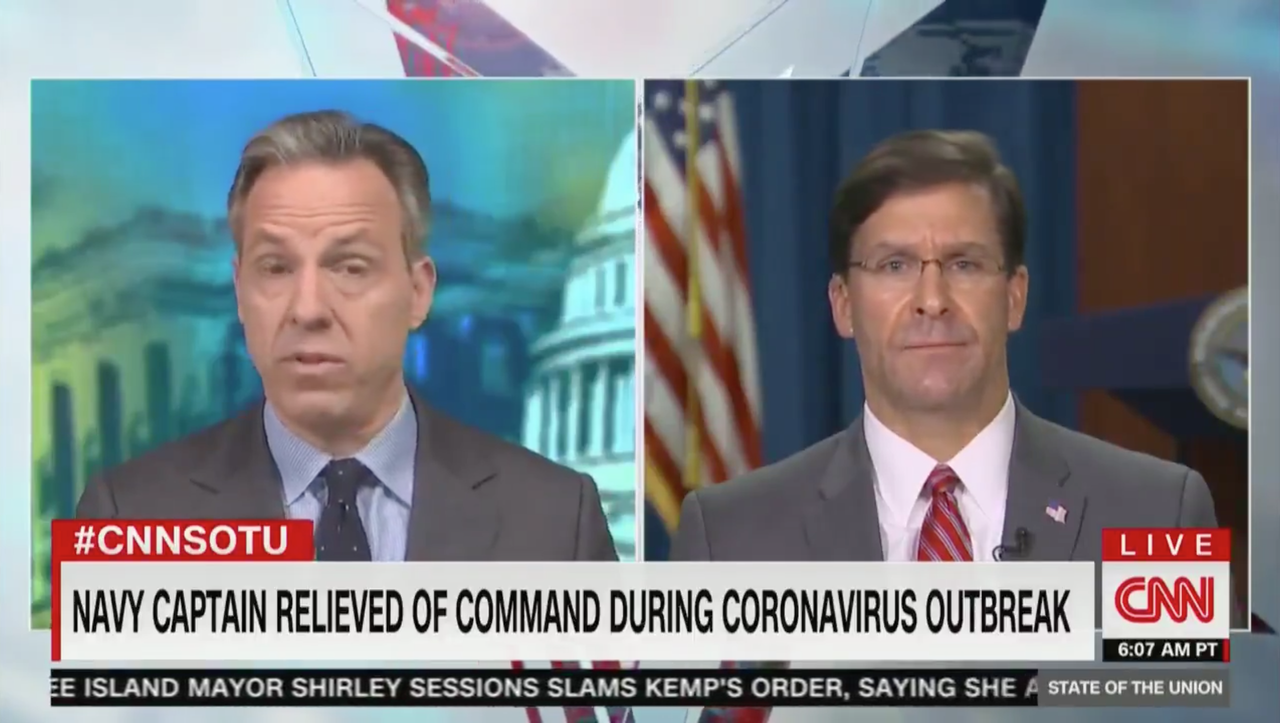 Jake Tapper and Mark Esper.