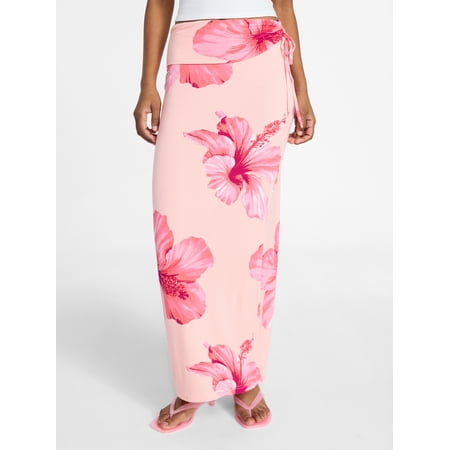 No Boundaries Knit Foldover Maxi Skirt With Side Tie, Women's &amp;amp; Women's Plus Xxs-4x