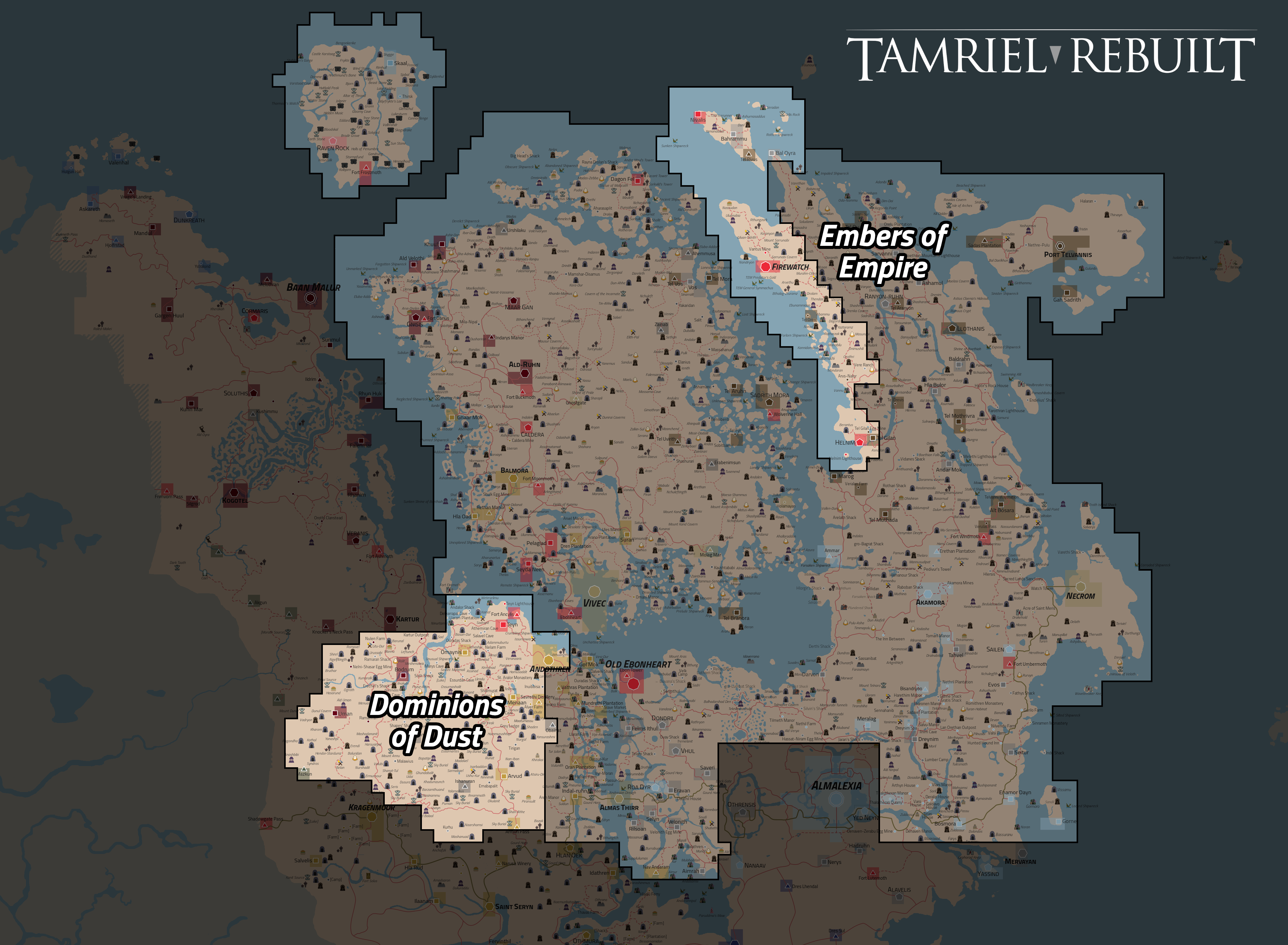 Tamriel Rebuilt update map