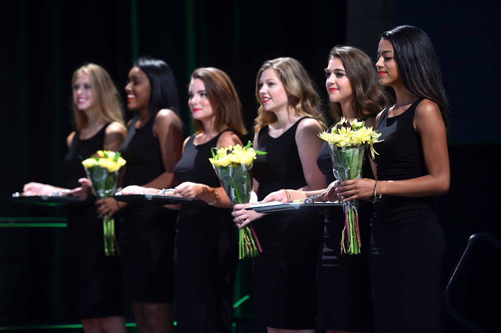 Hostess models during medal ceremony