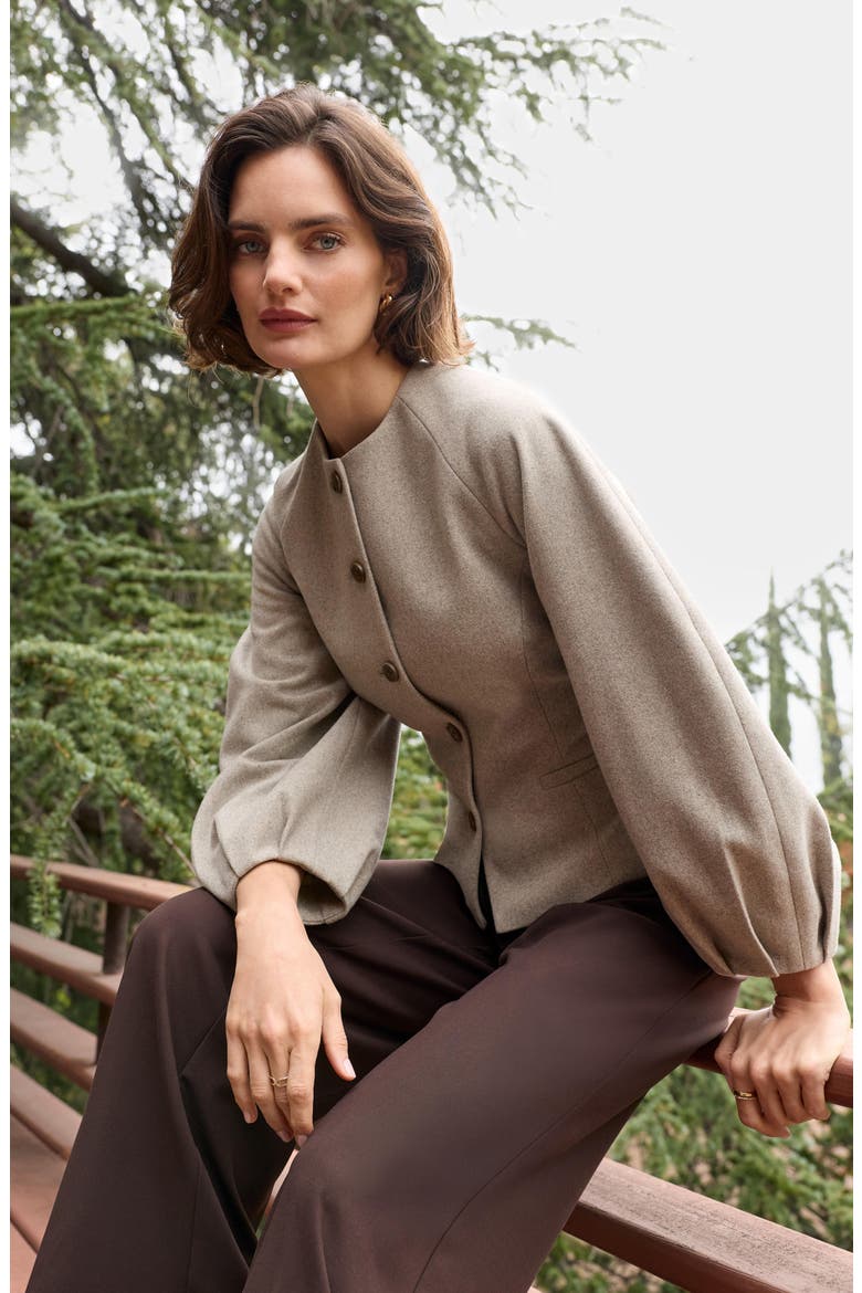 Collarless Sculpted Jacket