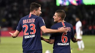 Julian Draxler and Marco Verratti with Paris Saint-Germain in 2018.