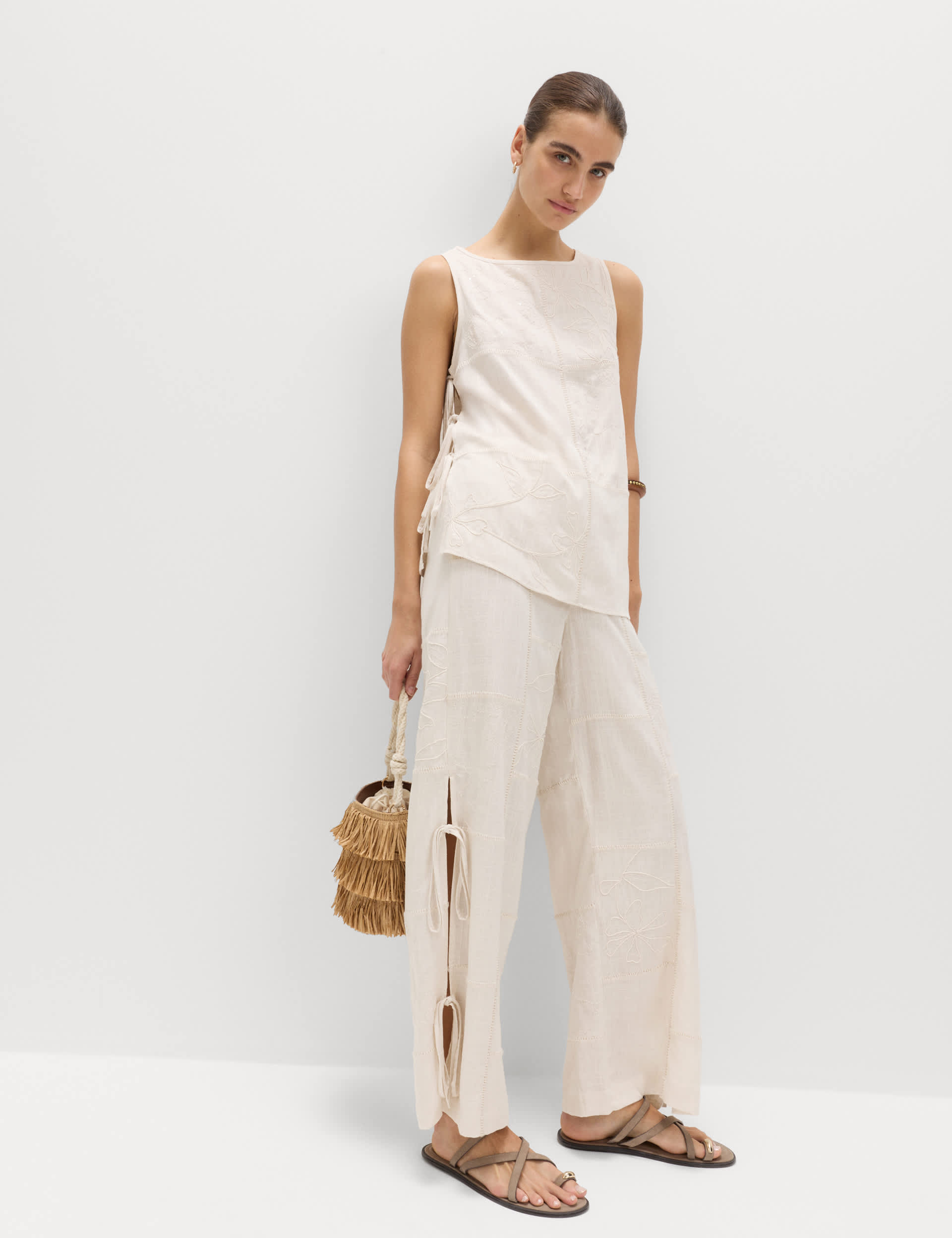 Wide Leg Trousers With Linen