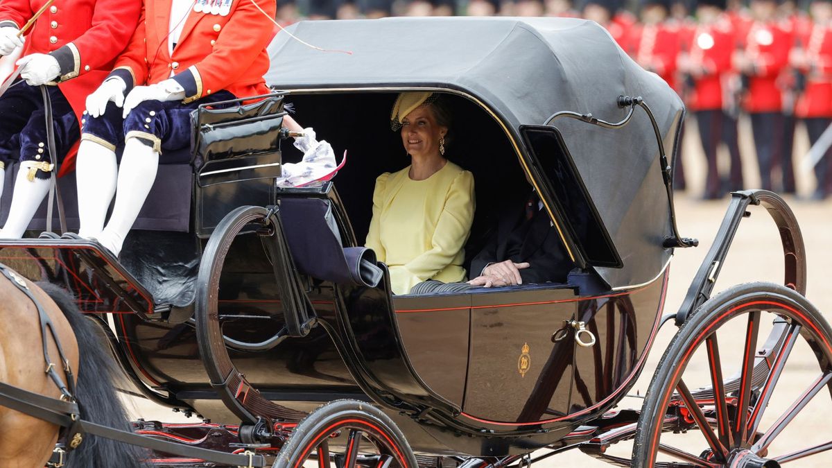 Duchess Sophie is a ray of sunshine in yellow despite the rain for the Trooping the Color fashion show