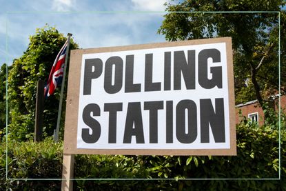 A polling station sign
