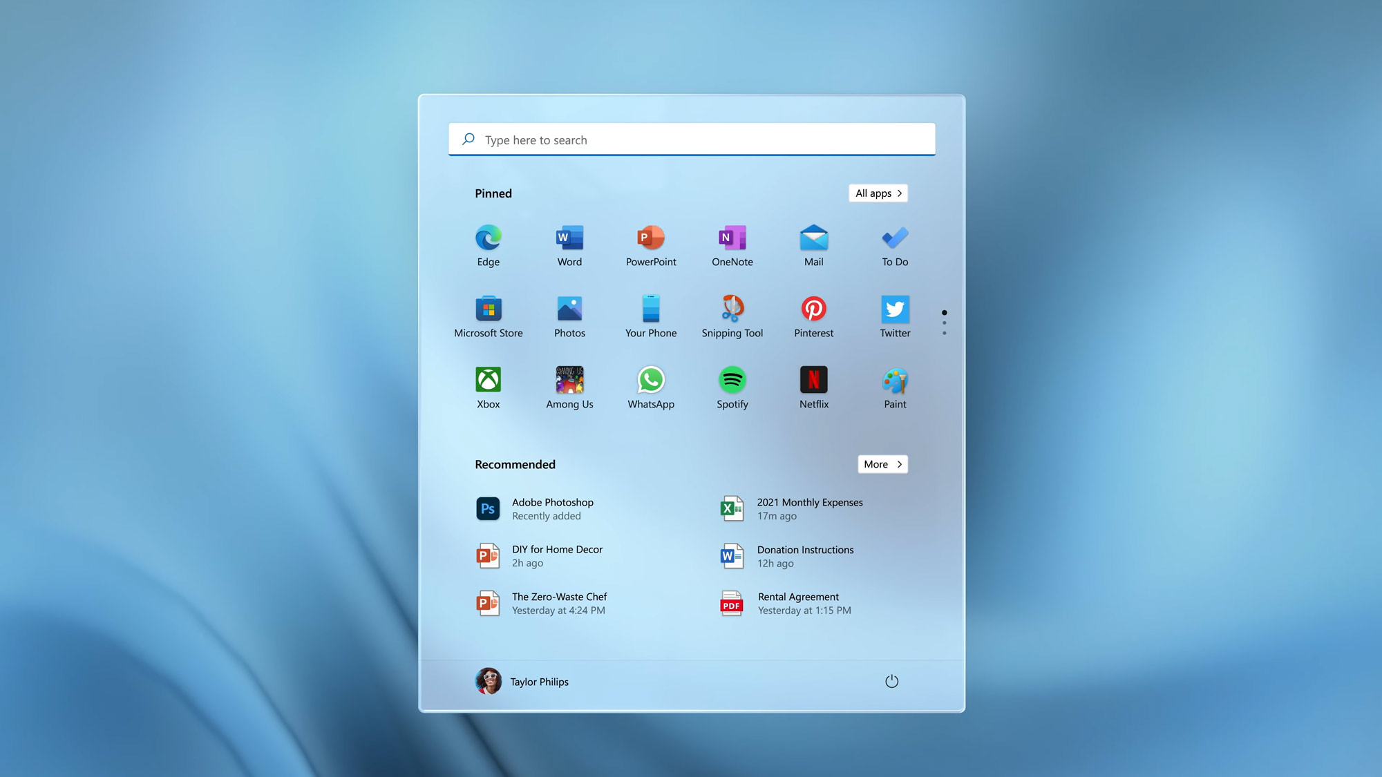 a screenshot of the Windows 11 Start Menu