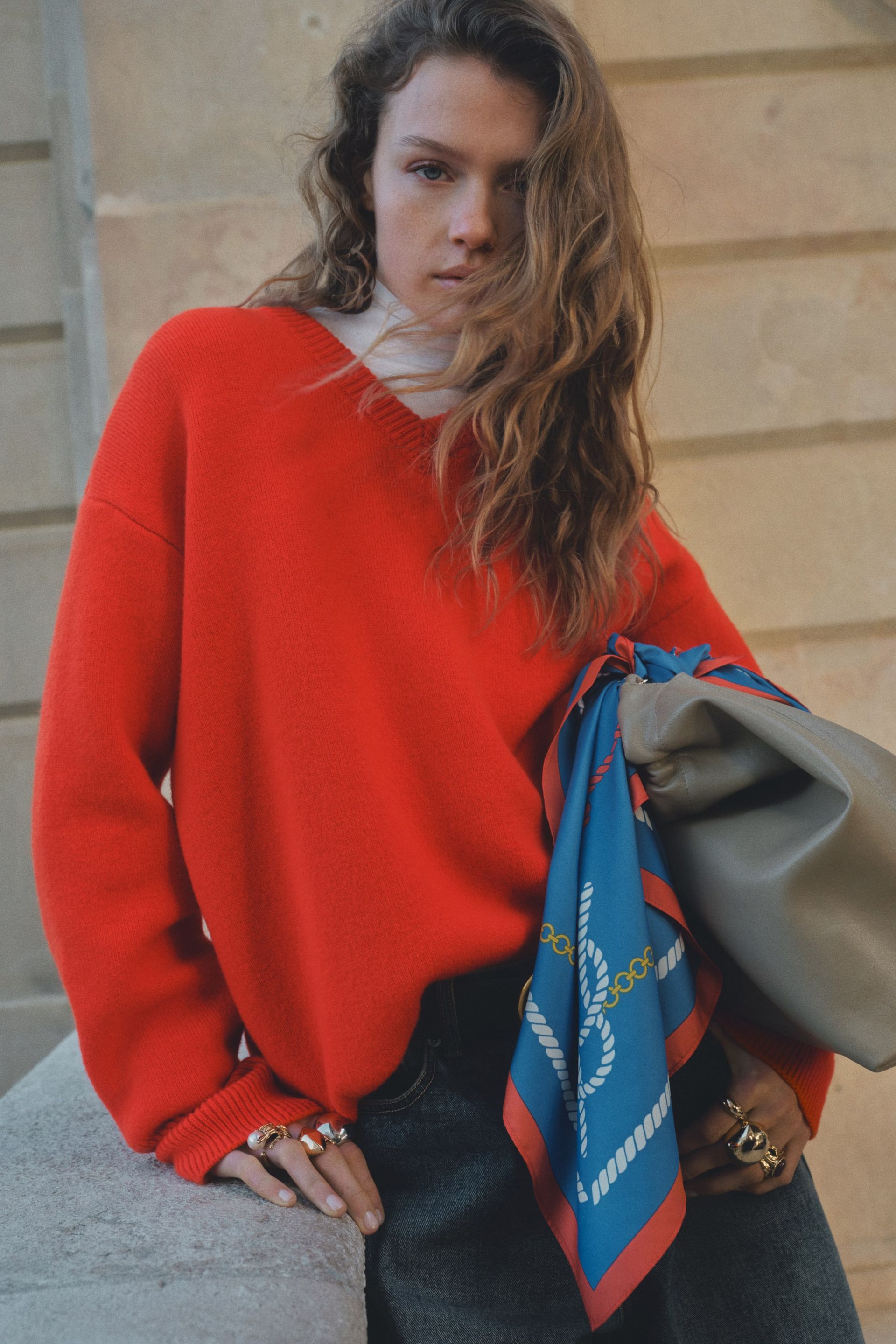 Wool-Blend Jumper - Bright Red