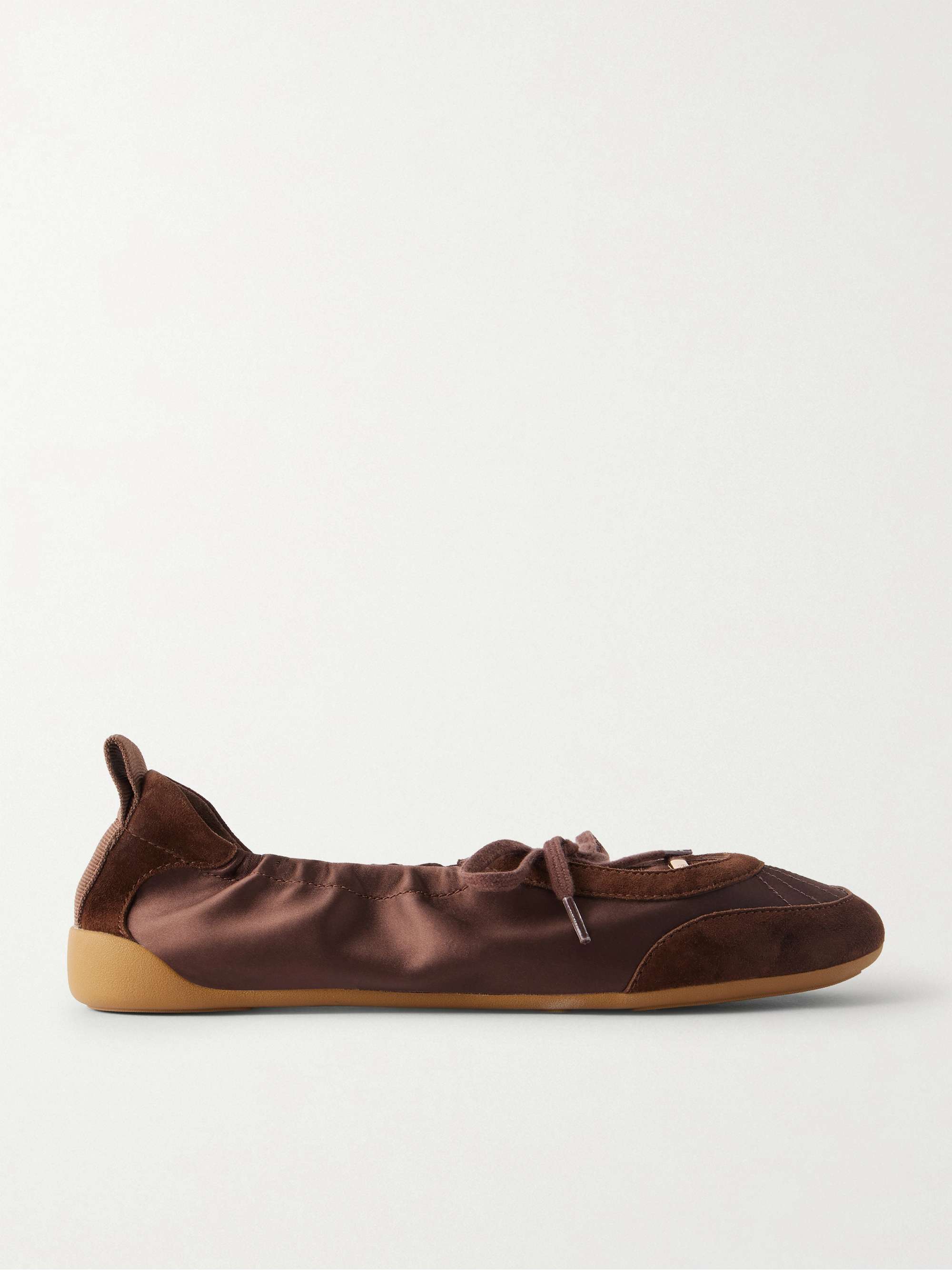 Kick Suede-Trimmed Satin Sneakers