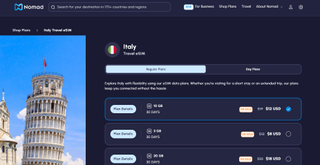 Nomad Italy landing page