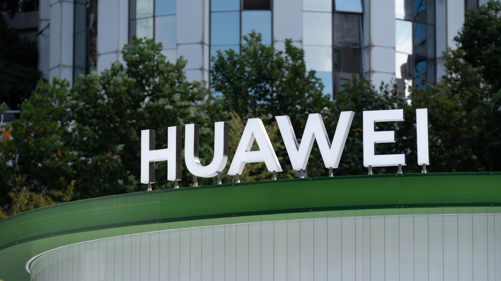 Huawei Logo as displayed on a building