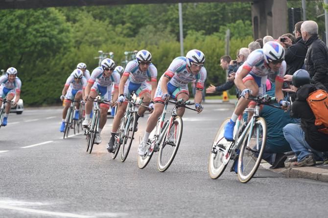 Anrdoni Giocattoli in action on stage 1 of the Giro d'Italia
