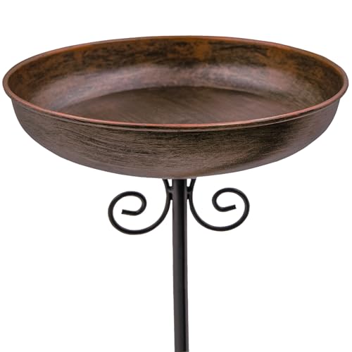 Ouisjyer Small Metal Bird Bath for Outdoors, 10" Dia Bowl With Stake Birdbaths Garden Yard Lawn Decor 0.4 Gallon