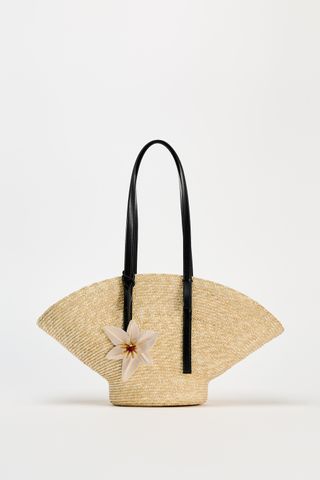 zara, Basket Shoulder Bag With Flower